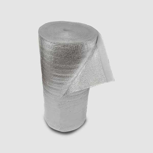 Espuma de polietileno doble aluminio sin solapa de 15mm (1x20mts Aluminio Puro en 2 caras)