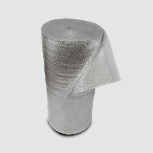 Espuma de polietileno aluminio puro simple con solapa de 15mm (1x20mts Aluminio puro en 1 cara)