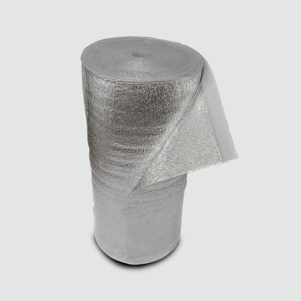 Espuma de polietileno aluminio puro simple con solapa de 15mm (1x20mts Aluminio puro en 1 cara)