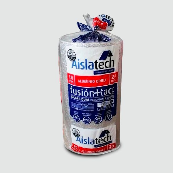 Espuma de polietileno doble aluminio con solapa AISLATECH de 10mm (1x20mts Aluminio Puro en 2 caras)